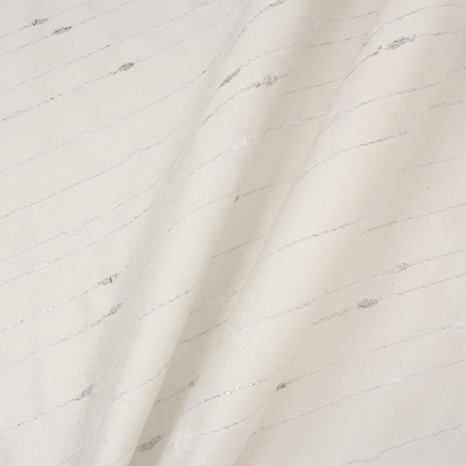 IVORY METALLIC PINSTRIPE SHANTUNG - Image 1